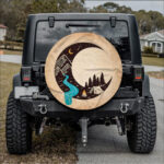 Camping Moon, Hippie Vintage Art Car Spare Tire Cover Gift For Campers - Jeep Tire Covers - Lynsiley