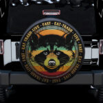 Live Fast Eat Trash Raccoon Camping Spare Tire Cover Gift For Campers - Jeep Tire Covers - Lynsiley