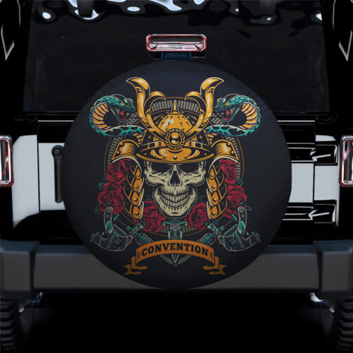 Samurai Skull Spare Tire Cover Gift For Campers - Jeep Tire Covers - Lynsiley