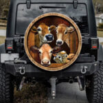 Funny Cows Face Car Spare Tire Cover Gift For Campers - Jeep Tire Covers - Lynsiley