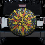 Stained Glass Sun Spare Tire Cover Gift For Campers - Jeep Tire Covers - Lynsiley