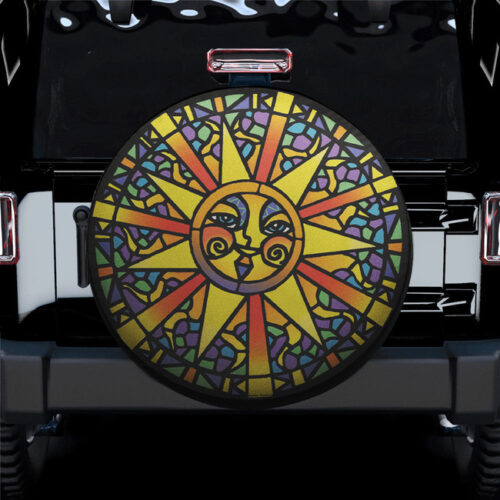Stained Glass Sun Spare Tire Cover Gift For Campers - Jeep Tire Covers - Lynsiley