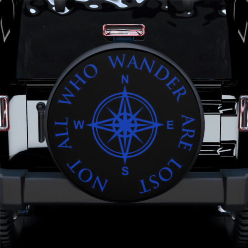 Not All Who Wander Blue Car Spare Tire Gift For Campers - Jeep Tire Covers - Lynsiley