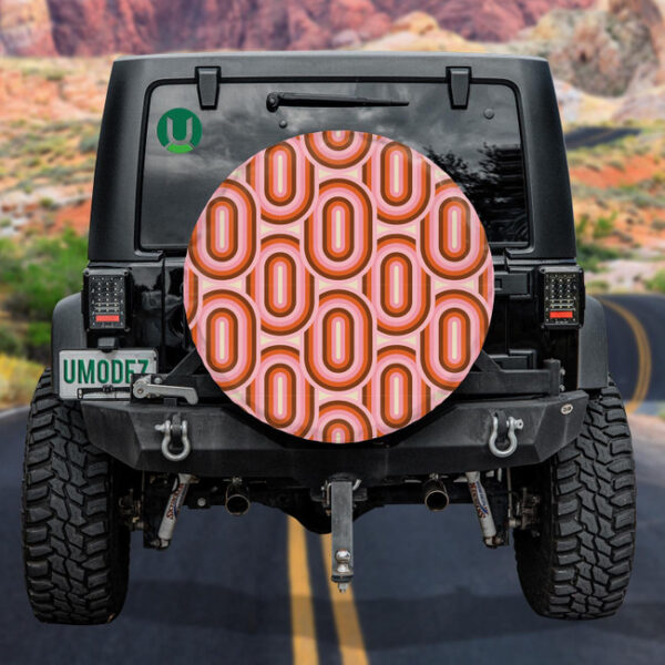 60s And 70s Aesthetic Style Pastel Rainbow Shapes Spare Tire Cover - Jeep Tire Covers - Lynsiley