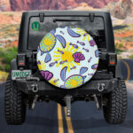 Abstract Ocean Sea Turtle Glitch And Sun Spare Tire Cover - Jeep Tire Covers - Lynsiley