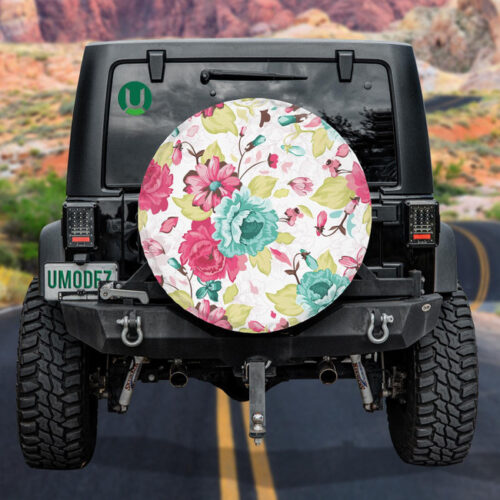 Abstract Elegance Colorful Flowers And Flying Petals Pattern Spare Tire Cover - Jeep Tire Covers - Lynsiley