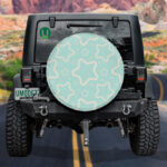 Cute Blue Stars In Thick Outline Pattern Spare Tire Cover - Jeep Tire Covers - Lynsiley