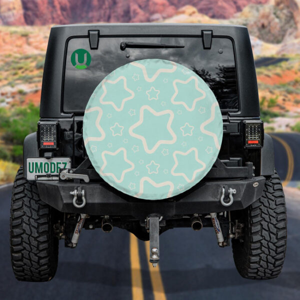 Cute Blue Stars In Thick Outline Pattern Spare Tire Cover - Jeep Tire Covers - Lynsiley