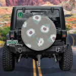 Abstract Bright Icing Sunflowers In Pastel Colors Gray Background Spare Tire Cover - Jeep Tire Covers - Lynsiley