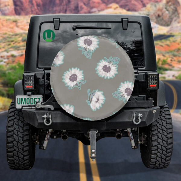 Abstract Bright Icing Sunflowers In Pastel Colors Gray Background Spare Tire Cover - Jeep Tire Covers - Lynsiley