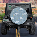 Cute Blue Turtles In The Sea Starfish Waves Spare Tire Cover - Jeep Tire Covers - Lynsiley