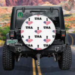 A Heart From The Flag And Inscriptions I Love USA Spare Tire Cover - Jeep Tire Covers - Lynsiley