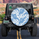 Chinese Traditional Blue Dragons And Lotus Flowers Spare Tire Cover - Jeep Tire Covers - Lynsiley