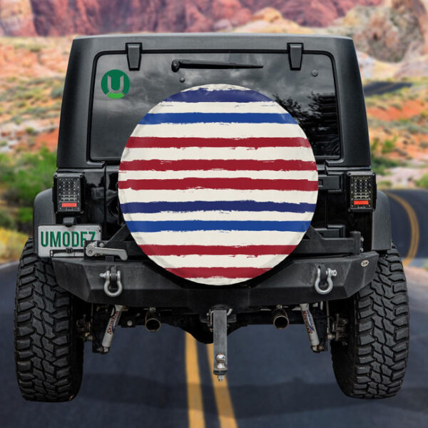 Color Changing Red And Blue Striped Pattern Spare Tire Cover - Jeep Tire Covers - Lynsiley