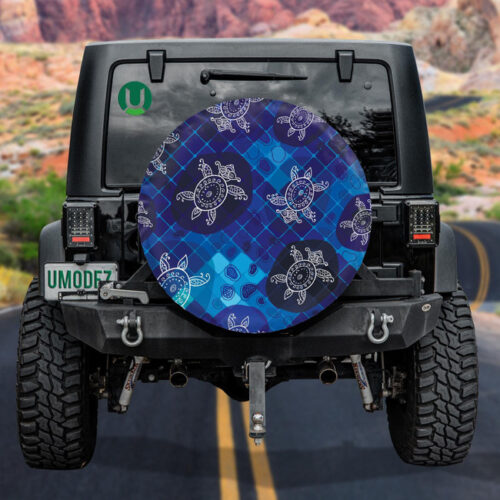 Abstract Style Turtle On The Mosaic Background Spare Tire Cover - Jeep Tire Covers - Lynsiley