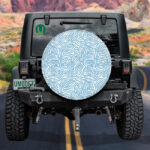 Mixed Waves With Blunt Ends In Blue Color Spare Tire Cover - Jeep Tire Covers - Lynsiley