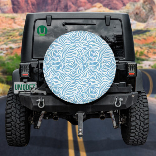 Mixed Waves With Blunt Ends In Blue Color Spare Tire Cover - Jeep Tire Covers - Lynsiley