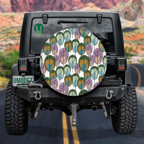 Abstract Autumn Forest In Different Colors Illustration Spare Tire Cover - Jeep Tire Covers - Lynsiley