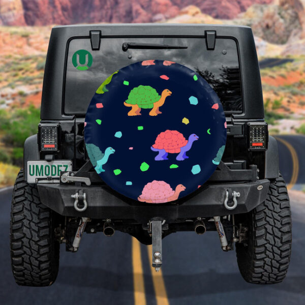 Light Turtles On A Dark Blue Background Spare Tire Cover - Jeep Tire Covers - Lynsiley