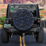 Multicolored Mountain Art On Dark Blue Background Spare Tire Cover - Jeep Tire Covers - Lynsiley