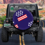 American Flag White Stars And Red Striped On Dark Blue Background Spare Tire Cover - Jeep Tire Covers - Lynsiley