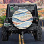 Design Blue And White Japanese Wavy Pattern Spare Tire Cover - Jeep Tire Covers - Lynsiley