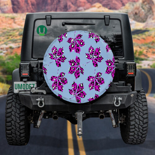 Abstract Maple Leaves With Leopard Cheetah Animal Skin Spare Tire Cover - Jeep Tire Covers - Lynsiley