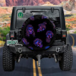 Blue And Purple Abstract Bearded Human Skulls Spare Tire Cover - Jeep Tire Covers - Lynsiley