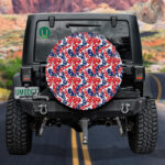 Modern Pattern Filled Red And Blue Star Painting Spare Tire Cover - Jeep Tire Covers - Lynsiley