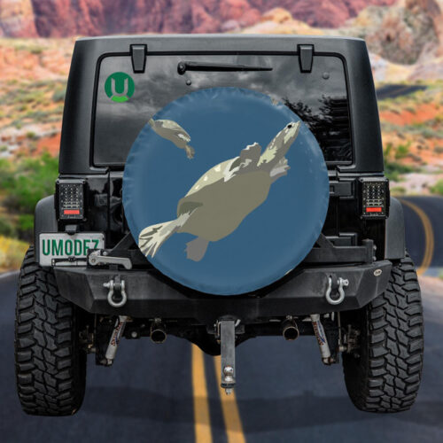 Grey Turtles Swim In The Blue Sea Spare Tire Cover - Jeep Tire Covers - Lynsiley