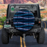 Dark Background From The Words Ocean In Blue Tones Spare Tire Cover - Jeep Tire Covers - Lynsiley