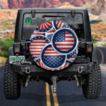 Abstract American Flag Web Buttons In Silver Materials Spare Tire Cover - Jeep Tire Covers - Lynsiley