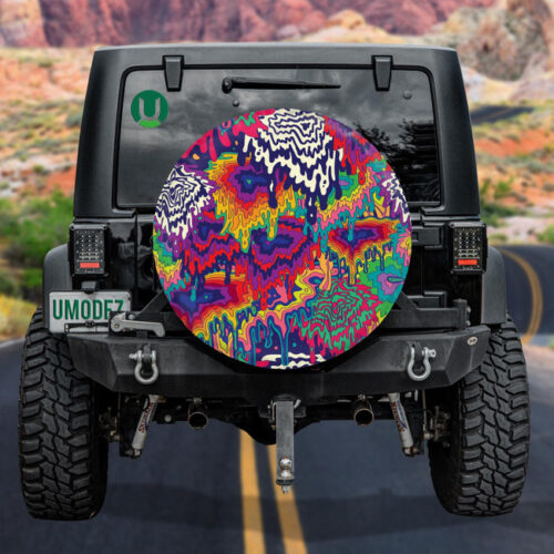 Abstract Colorful Psychedelic Themed Unique Design Spare Tire Cover - Jeep Tire Covers - Lynsiley