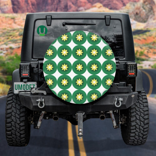 Abstract Pattern Green Yellow Sunflower Geometry In Modern Style Spare Tire Cover - Jeep Tire Covers - Lynsiley