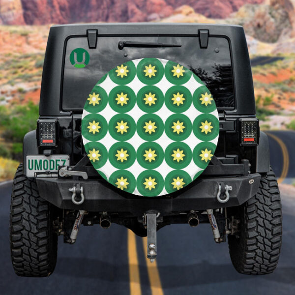 Abstract Pattern Green Yellow Sunflower Geometry In Modern Style Spare Tire Cover - Jeep Tire Covers - Lynsiley
