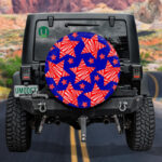 Big Red Stars With White Stripes On The Blue Background Spare Tire Cover - Jeep Tire Covers - Lynsiley