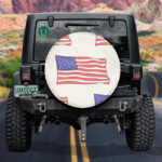 A American Flag Icon Waving Elements On Bright Background Spare Tire Cover - Jeep Tire Covers - Lynsiley