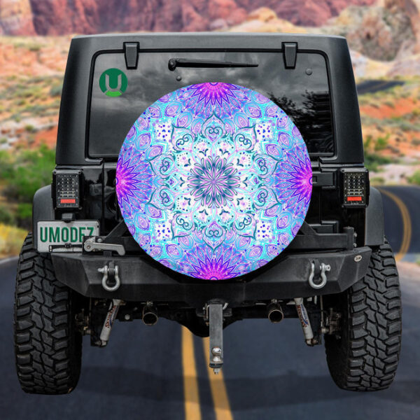 Blue And Purple Madala Ornament Spare Tire Cover - Jeep Tire Covers - Lynsiley