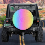 Abstract Romantic Rainbow Iridescent Hearts With Leopard Spare Tire Cover - Jeep Tire Covers - Lynsiley