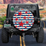 Retro Style American Red Star Blue Stripes Pattern Spare Tire Cover - Jeep Tire Covers - Lynsiley