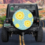 Funny Yellow Sun And Blue Polka Dots Spare Tire Cover - Jeep Tire Covers - Lynsiley