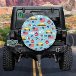 New York City Lovers Independence Day Blue Background Spare Tire Cover - Jeep Tire Covers - Lynsiley