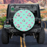 Cats Pink Bows And Stars On A Blue Background Spare Tire Cover - Jeep Tire Covers - Lynsiley