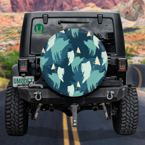 Aqua Blue Oil Painting Brush Pattern Camo Military Spare Tire Cover - Jeep Tire Covers - Lynsiley