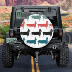 Sketch Dachshunds Long Dogs Black Red And Blue Spare Tire Cover - Jeep Tire Covers - Lynsiley