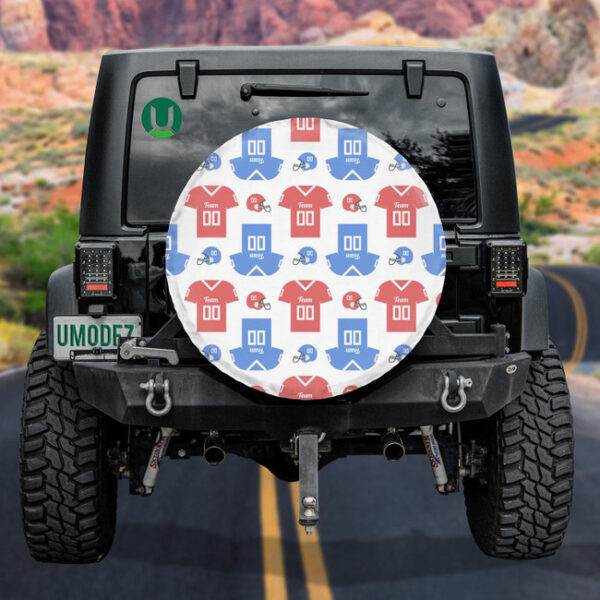 National American Flags Colors Football Helmet And T-Shirts Spare Tire Cover - Jeep Tire Covers - Lynsiley