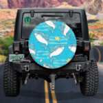 Pattern Of Cute Shark And Starfish On Blue Background Spare Tire Cover - Jeep Tire Covers - Lynsiley