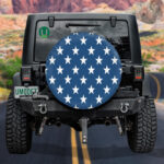 Navy Blue And White United States Stars Pattern Spare Tire Cover - Jeep Tire Covers - Lynsiley