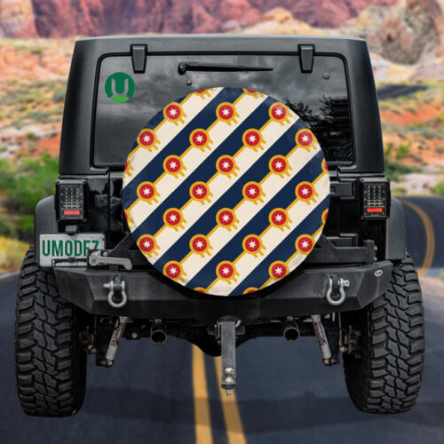 American Red Stars On Dark Blue Sriped Pattern Spare Tire Cover - Jeep Tire Covers - Lynsiley