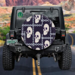 Human Skulls And Chains On Dark Blue Background Spare Tire Cover - Jeep Tire Covers - Lynsiley